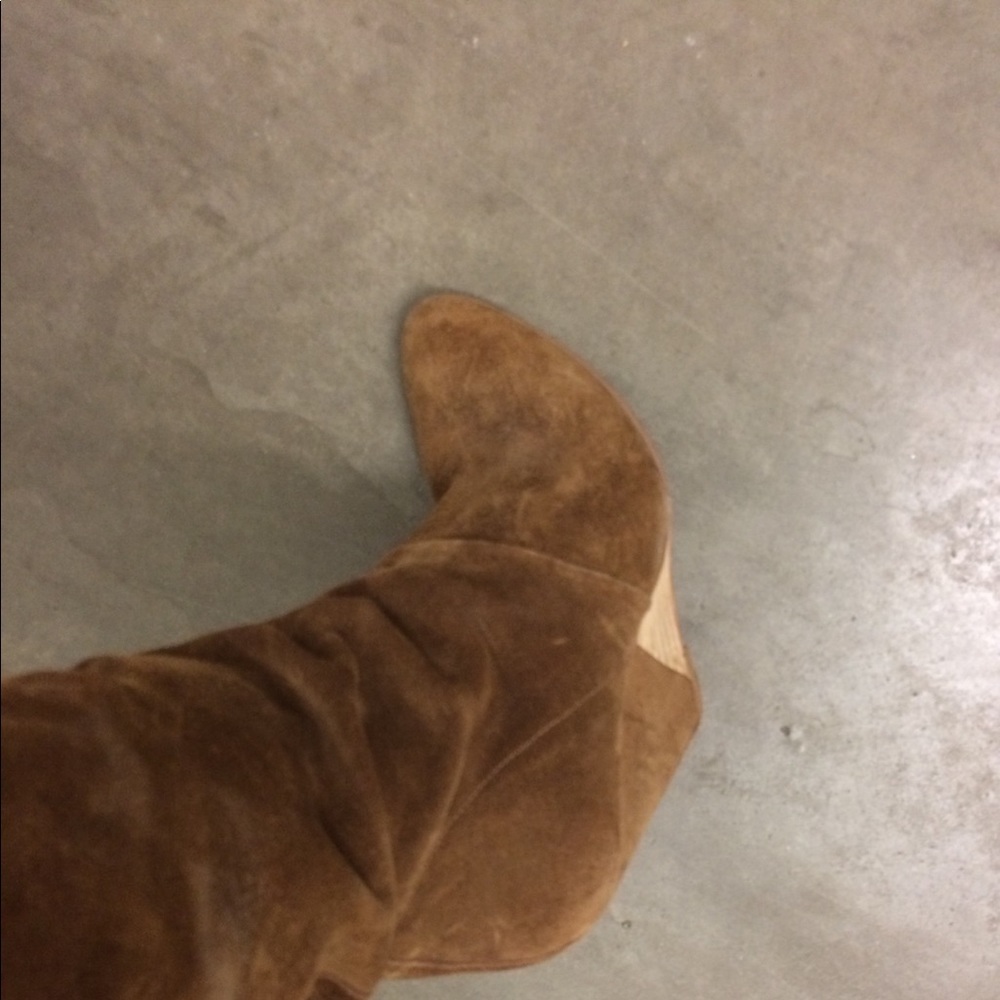 Tan suede knee high boots
